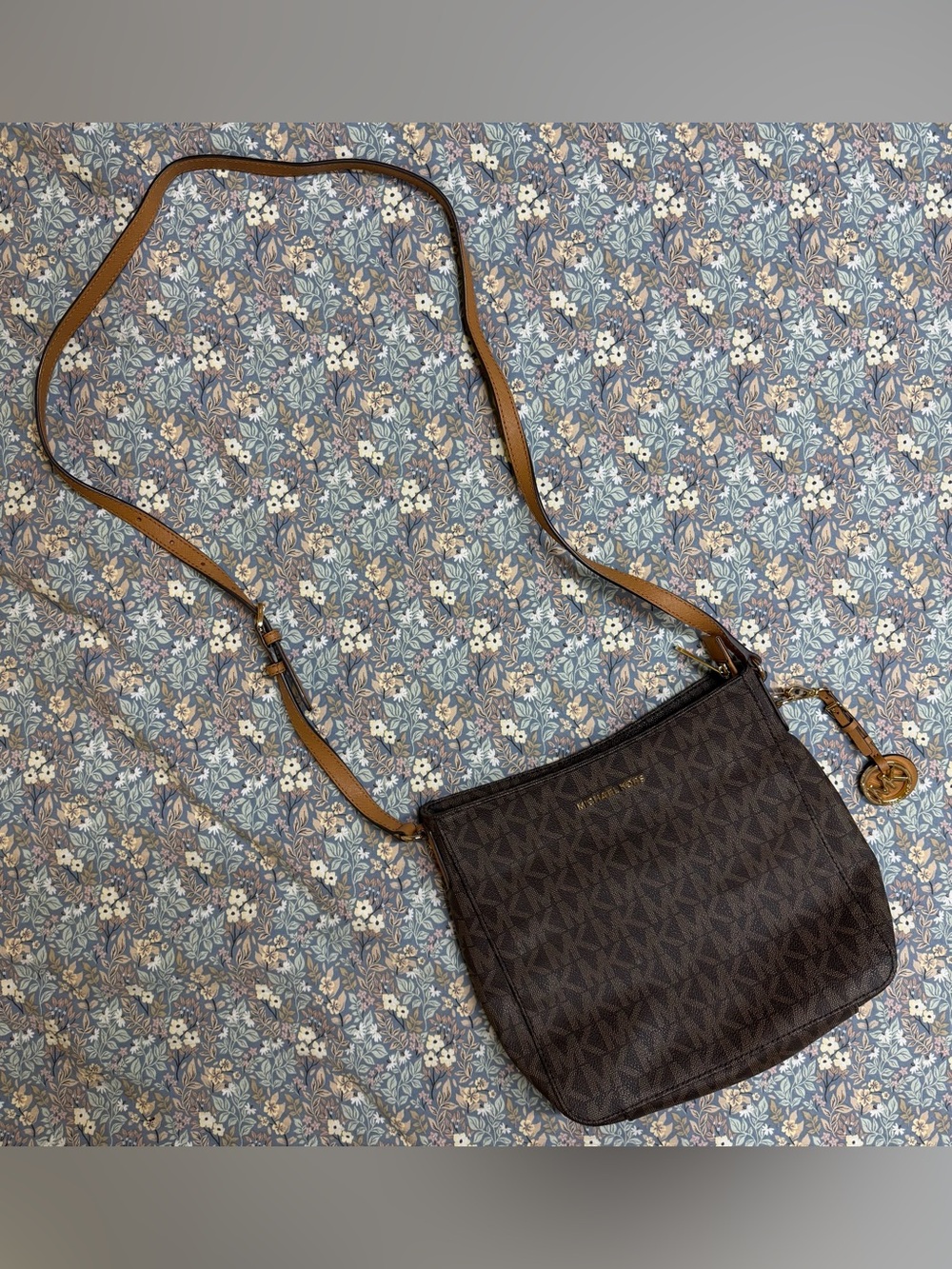 Michael Kors Jet Set Brown MK Signature Crossbody Messenger Bag
